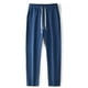 thumbnail image 1 of Pantalones largos para hombre, deportivos, informales, lisos, con cintura elástica y cordón ajustable, de pierna ancha, rectos y cilíndricos, de poliéster., 1 of 4