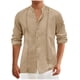 thumbnail image 1 of Blusa y camisa de manga larga con cuello alto para hombre, estilo casual, a la moda, con cuello en V y mangas, transpirable, de poliéster., 1 of 5