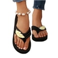thumbnail image 6 of Yellow Ladies Comfortable Plus Size Slippers Round Toe Open Toe Rhinestone Flat For Women, 6 of 9