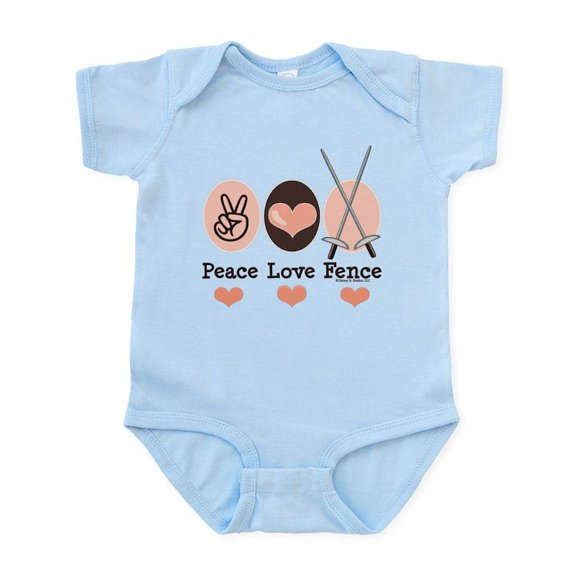 CafePress - Peace Love Fence Fencing Infant Bodysuit - Baby Light Bodysuit, Size Newborn - 24 Months