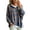 Blue, variant on Womens Hoodie Casual Hooded Sweater Plaid Drawstring Sweatshirt Boho Long Sleeve Pullover Knit Loose Fit Top Purple S