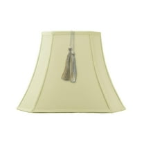 9x16x12 Square Cut Corner Tassel Lamp Shade Eggshell Shantung Fabric