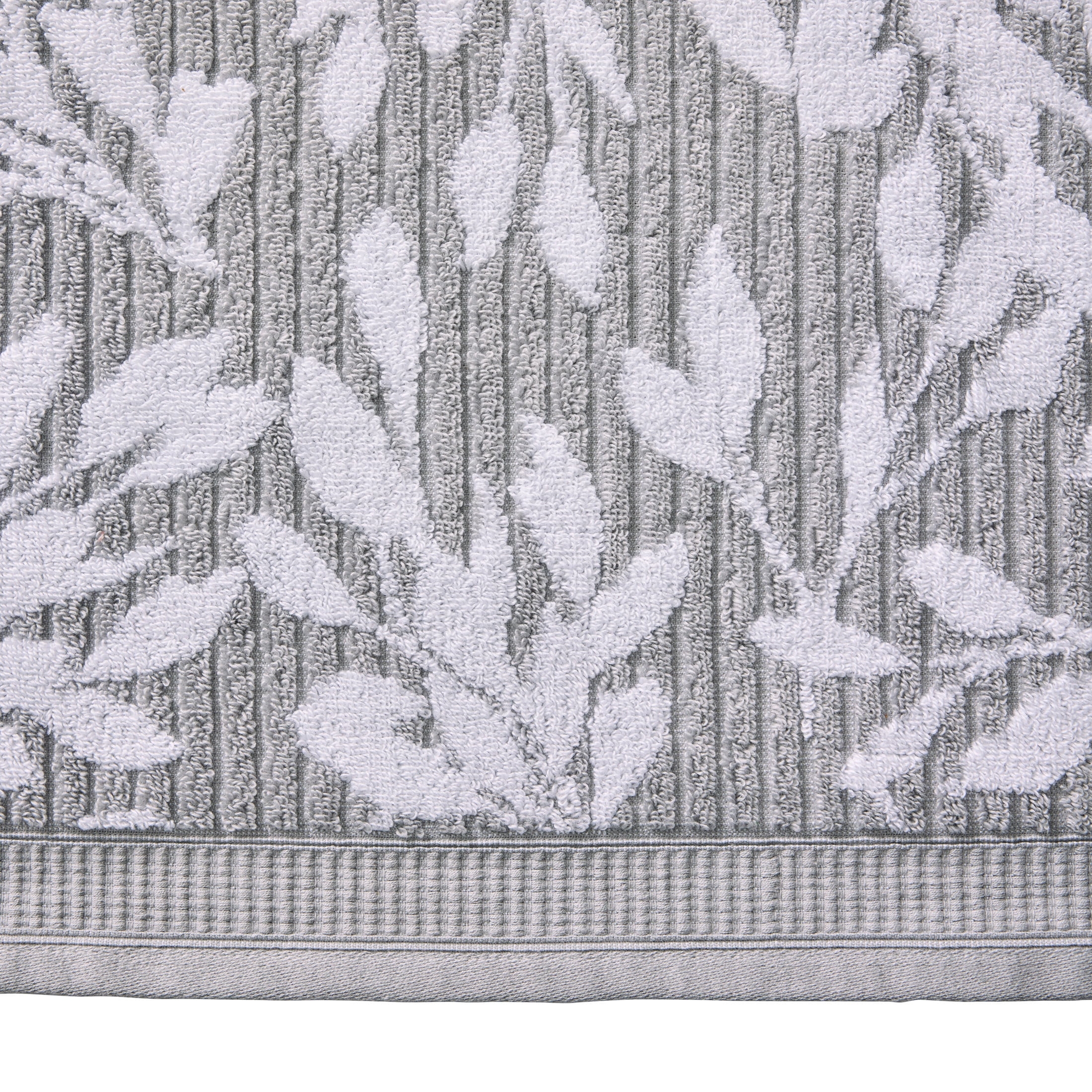 Better Homes & Gardens Signature Soft Floral 6 Piece Towel Set,Soft Silver/Arctic White
