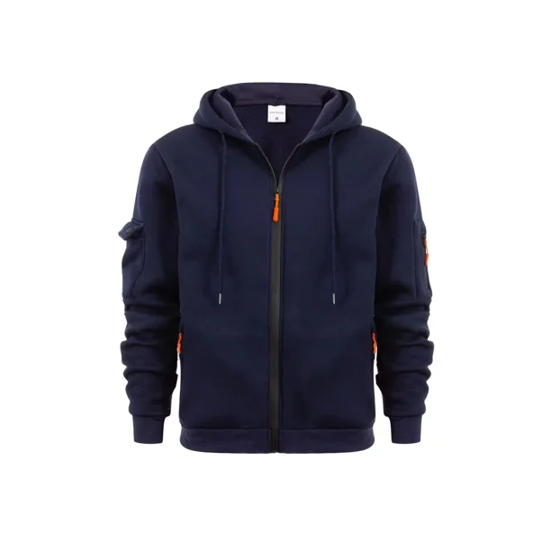 Sudadera con capucha con cremallera completa para hombre, chaqueta con capucha, bolsillo liso, deportes al aire libre, diseñador diario, sudaderas básicas informales, Otoño e Invierno