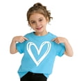 thumbnail image 2 of SGMVNU 2 Pack Girl's T Shirts Fashion Summer Short Sleeve Heart Print Graphic Tees Casual Loose Fit Basic Top, Size 7-8 Years, Light Blue & Orange, 2 of 5