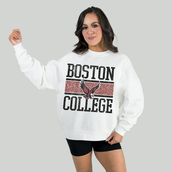 Women's Gameday Couture White Boston College Eagles Fair Catch Pullover Sweatshirt