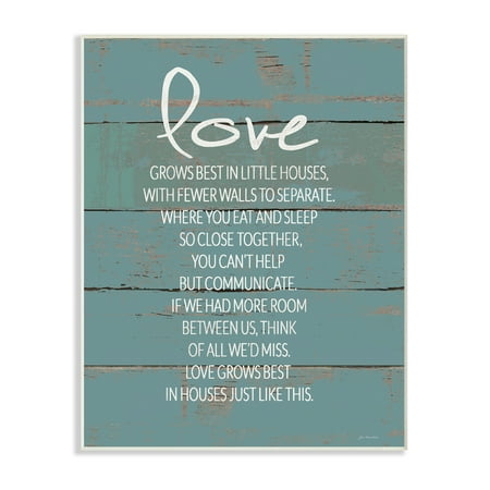 The Stupell Home Decor Collection Love Grows Best in Little Houses Teal Shiplap Wall Plaque Art, 10 x 0.5 x (Love Grows Best In Small Houses)
