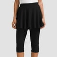 thumbnail image 2 of Womens High Waisted Skirted Leggings with Flared Hem Tight fit Solid Color Capri Pants Tummy Control Workout Pants, 2 of 4
