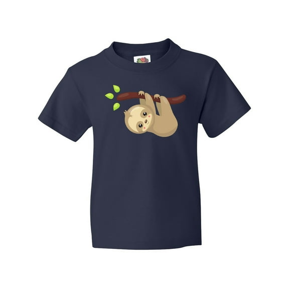 Inktastic Cute Sloth Hanging From Tree Branch, Lazy Sloth Youth T-Shirt