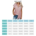 thumbnail image 5 of Camisa casual con botones para mujer, blusa de solapa con cuello en V de manga corta de verano, Top de moda de estilo básico, 5 of 5