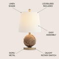 thumbnail image 4 of JONATHAN Y Monkey Fist 18" Rope Ball LED Table Lamp, Natural, JYL6500A, 4 of 8