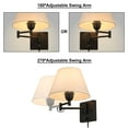 thumbnail image 6 of Swing Arm Wall Lamp Plug-in Cord Home Decorators Simplicity Wall Sconce, Ivory Fabric Shade, with On/Off Switch E26 Base 2-Light Bedroom Wall Lights Fixtures, Bedside Reading Lamp, 6 of 8