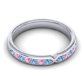 thumbnail image 3 of 0.30 Carat Latest Round Cut Blue Topaz & Pink Sapphire Gemstone Engagement Eternity Band for her Solid 18K White Gold Size 5.5 by Diamond-Capitals, 3 of 8