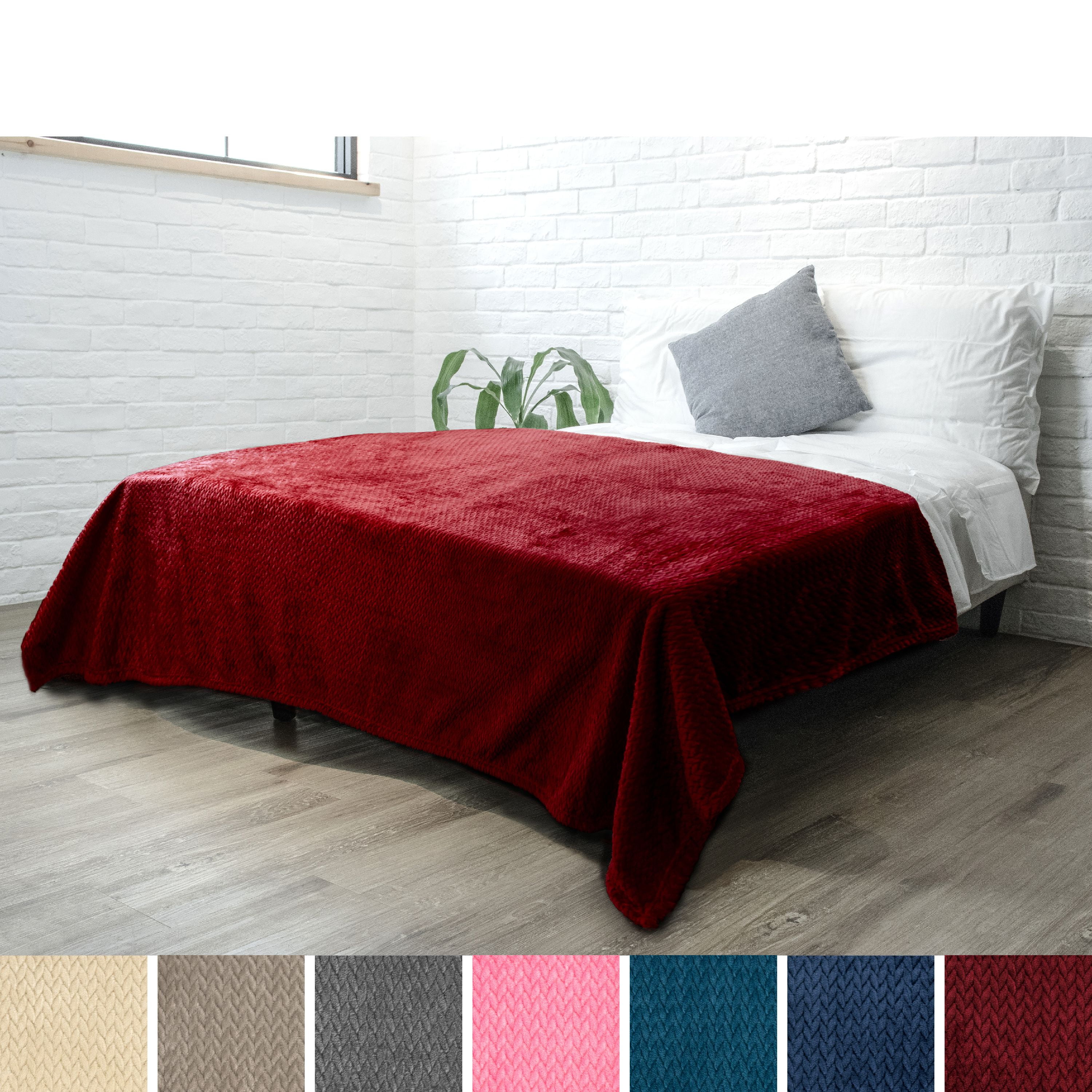 Luxury Soft Plush Wine Burgundy Blanket for Twin Bed, Sofa, Couch Super Soft Velvet Maroon Red