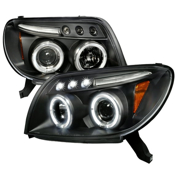 Dual Halo Projector Headlights (Black Housing/Clear Lens) Made for and Compatible with 2003-2005 Toyota 4Runner
