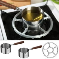 Stainless Steel Hot Oil Pot with Wooden Handle, Small 21cm Pouring Pot for Cooking, Non-stick & Easy Clean, Internal Measurement Marks, Ideal for Home Chefs & Sauce Making,Vsgery