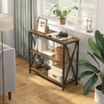 thumbnail image 3 of Industrial Console Table, 3-Tier Narrow Side Table with Open Shelves, Rustic Brown for Entryway, Hallway, Living Room, 3 of 7