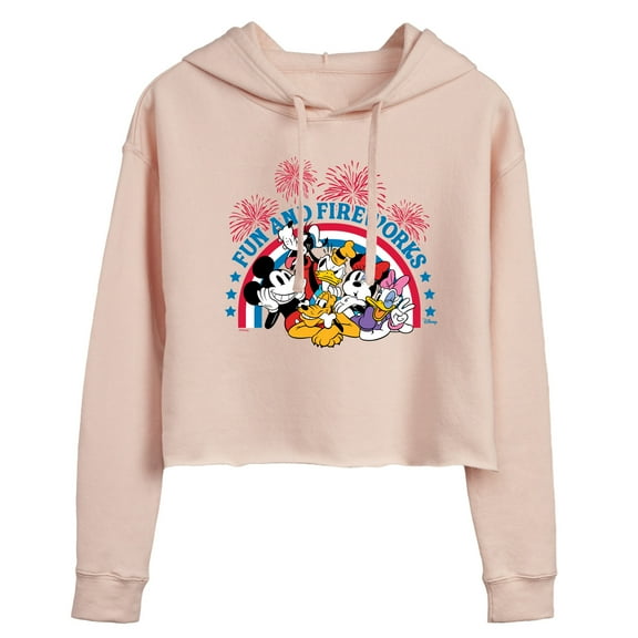 Disney - Fun And Fireworks - Juniors Cropped Pullover Hoodie