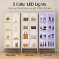 thumbnail image 4 of Tempered Glass Display Cabinet with LED Lights, Tall Curio Cabinet with Side Glass, White Lighted Display Case for Collectibles, Assemble Required, 4 of 9