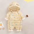 thumbnail image 2 of Hpapadks Boys Winter Coat Long Sleeve Cute Cartoon Print Zipper Warm Down Hooded Coat Girls' Outerwear Jackets Yellow 90, 2 of 7