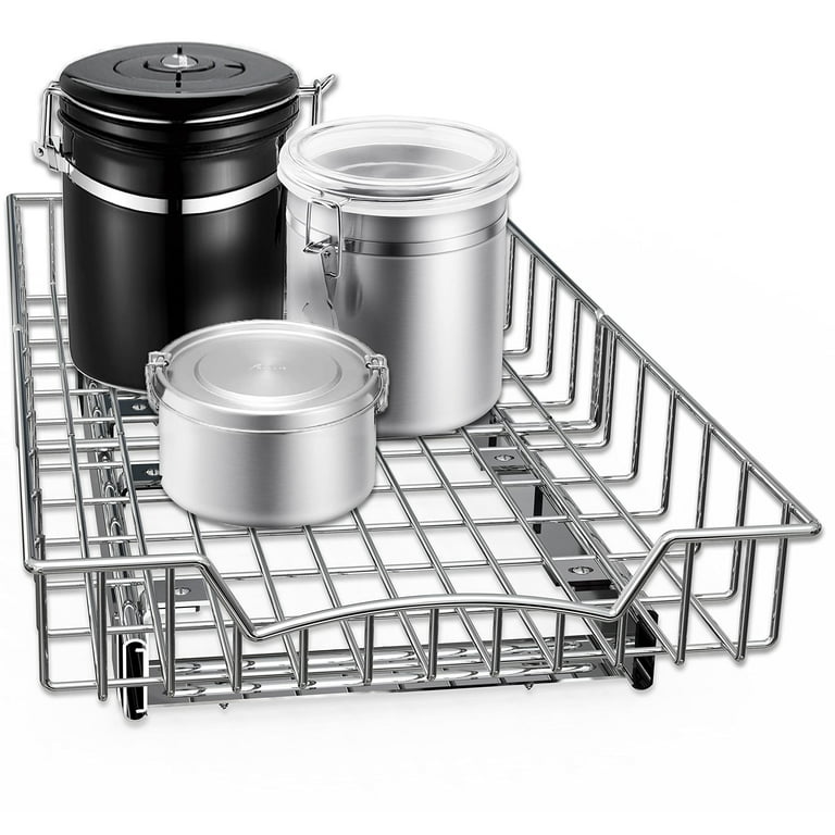  SimpleHouseware Pull Out Cabinet Sliding Basket, Black : Home &  Kitchen