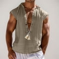 thumbnail image 2 of Camiseta sin mangas de lino para hombre: camiseta de playa, poliéster, corte informal, tallas S-XXL para el ocio veraniego y actividades al aire libre, 2 of 6