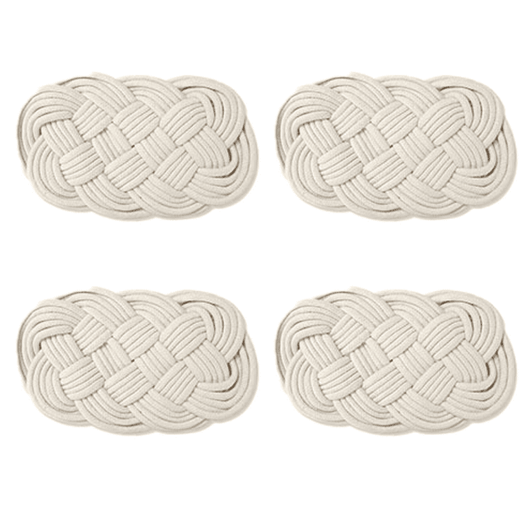 Crocheted Nautical Rope Coaster Set of Four Absorbent Drink Coasters for Tabletop Protection