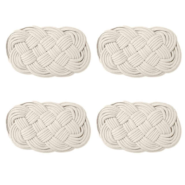 Now Designs Posavasos de cuerda náutica de ganchillo, juego de cuatro, posavasos absorbentes para protección de mesa