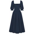 thumbnail image 4 of Vestido De Manga Farol Señoras una línea vestido elegante Chic plisado vestido Casual fiesta de noche vestidos largos Ygjytge Azul Marino M Azul Marino para Mujer, 4 of 9