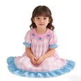thumbnail image 4 of FINALGANG Girls Dress Toddler Plaid Dress With Carrot Embroidered Collared Gingham Ruffled Trim Puff Short Sleeves Summer Dress For Daily Wear, 4 of 4