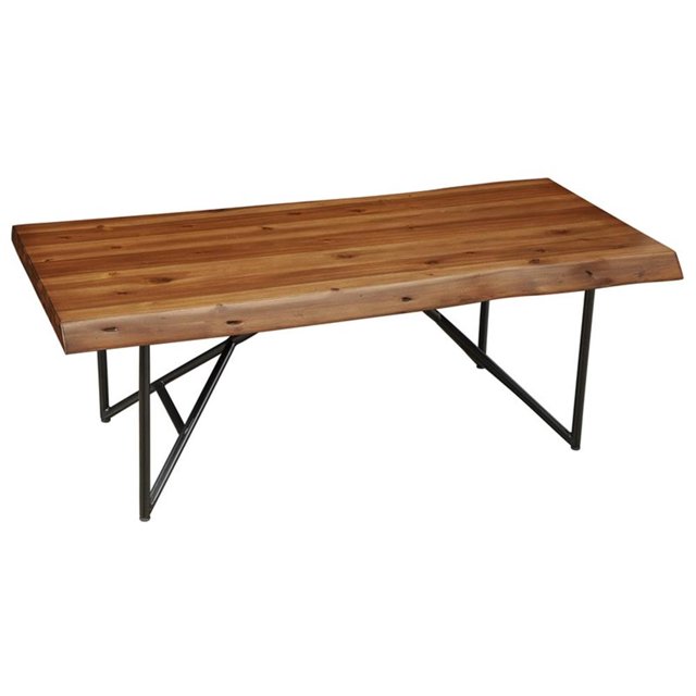 Alpine Furniture Live Edge Wood Coffee-Cocktail Table in Light Walnut (Brown)