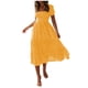 thumbnail image 1 of Vestido casual SCZ con estampado floral y manga de burbuja cuello cuadrado amarillo 2XL, 1 of 3