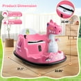thumbnail image 6 of Funcid 12V Electric Dinosaur Bumper Car for Toddler, Baby Bumper Car with Remote Control, Kids Ride on Toy for Boys Girls 2+, 360° Spin, LED Lights, Music, Pink, 6 of 11
