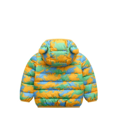 

Baby Girls Boys Print Winter Thicken Jackets with Hooded Toddler Cotton Dress Warm Lined Coat Outdoor Clothing