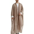 thumbnail image 2 of FAHUOMU Men's Muslim Robe Casual Long Sleeve Crew Neck Tunic Thobe for Men Arabic Clothes for Men Arab Robe Caftan, 2 of 7