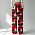 thumbnail image 3 of Womens Christmas Flannel Pajamas Christmas Cute Print Lounge Pants Christmas Fluffy Fleece Elastic Waist Wide Leg Pj Pants Casual Cozy Soft Sleepwear Pjs, 3 of 4