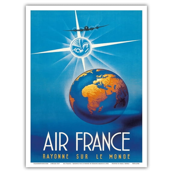 Rays on the World (Rayonne Sur le Monde) - Vintage Travel Poster by Edmund Maurus c.1954 - Master Art Print (Unframed) 9in x 12in