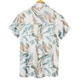 thumbnail image 3 of Mens Manga Corta Botón Abajo Camisas Botones Casuales Color Bloque Impresión con Blusa de Bolsillo Turndown, 100% Algodón Camisa Ligera para el Verano, 3 of 3