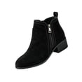 thumbnail image 2 of EKVAHL Women's Faux Suede Ankle Booties Side Zipper Chelsea Boots Low Block Heel Relaxed Fit Non‑Slip Fall Winter Short Boots Black, 2 of 6