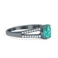 thumbnail image 3 of Halo Split Shank Oval Ring Black Tone Paraiba Tourmaline CZ 925 Sterling Silver Size 10, 3 of 7