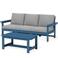 thumbnail image 3 of JUSTLET 2 Pieces HDPE Patio Furniture Set, Outdoor Patio Conversation Sets with Thick Cushion, 3-Seater Couch, 1 Coffee Table for Balcony, Backyard, Poolside,Porch, Navy Frame with Grey Cushion, 3 of 8