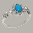 thumbnail image 3 of LBG British Made 10k White Gold Natural Turquoise & Diamond Womens Engagement Ring - 33 size options - Size 8.5, 3 of 8