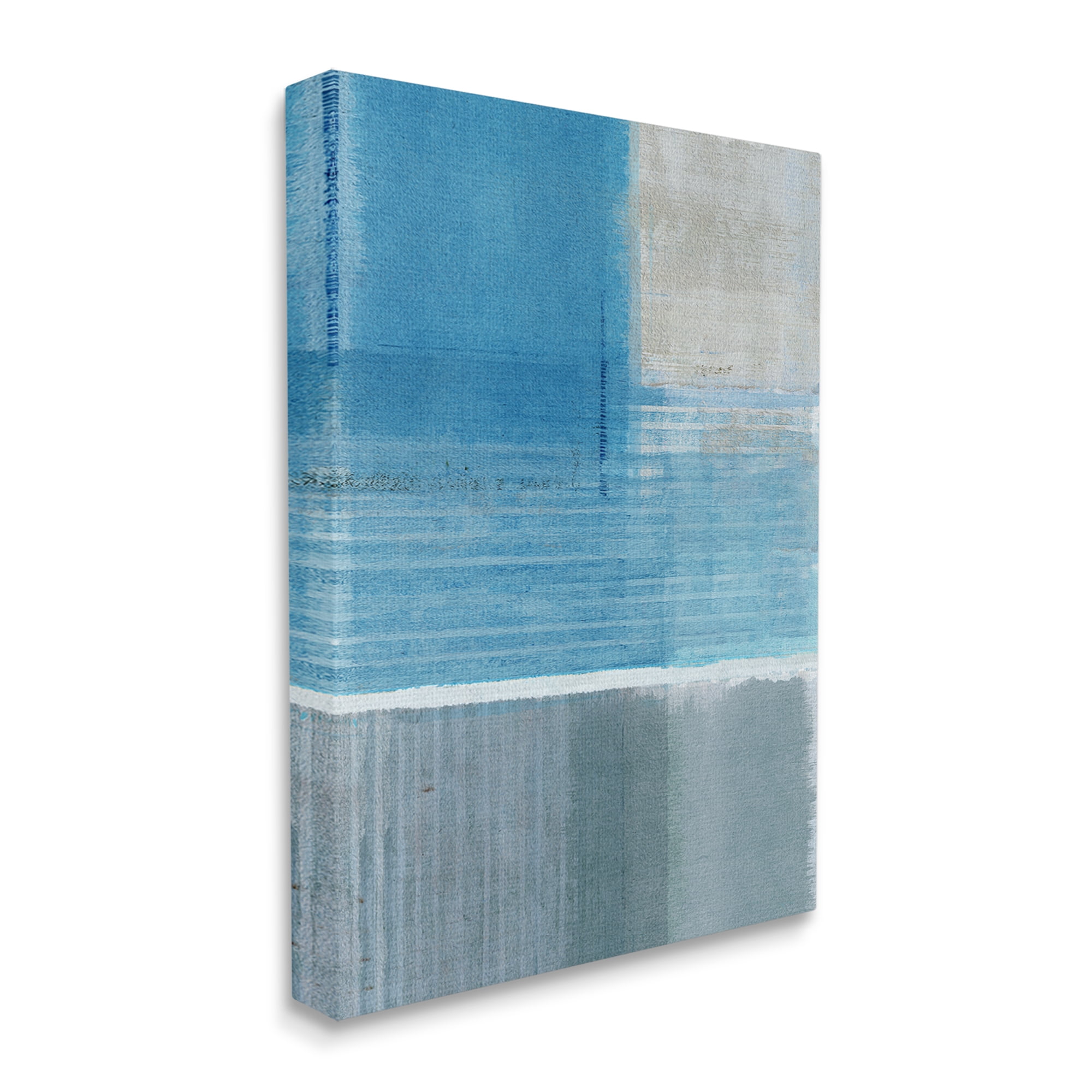 Stupell Industries Grey & Blue Painting Abstract Painting Gallery Wrapped Canvas Art Print Wall Art, 30 x 40