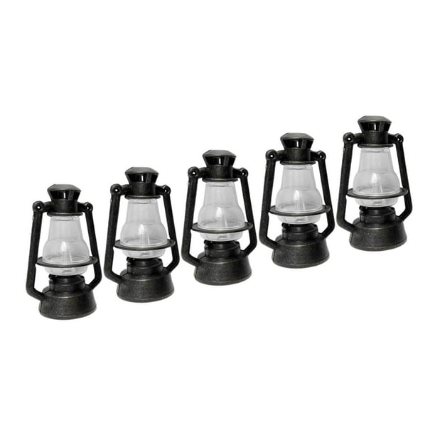 Lámpara de aceite para casa de muñecas en miniatura, 5 uds., 1/12, muebles decorativos para casa de muñecas, linterna rústica para comedor, decoración Negro Hugo casa de muñecas lámpara de aceite