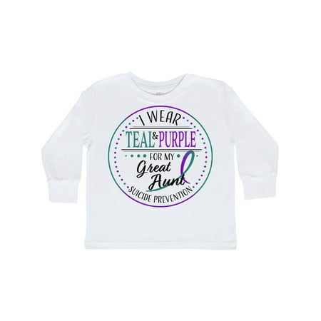 

Inktastic Suicide Prevention- I Wear Teal and Purple for My Great Aunt Gift Toddler Boy or Toddler Girl Long Sleeve T-Shirt