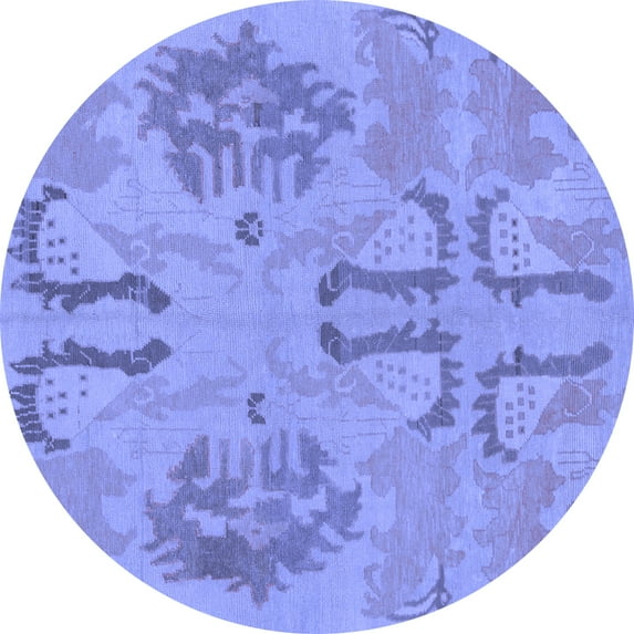 Ahgly Company Indoor Round Oriental Blue Modern Area Rugs, 3' Round
