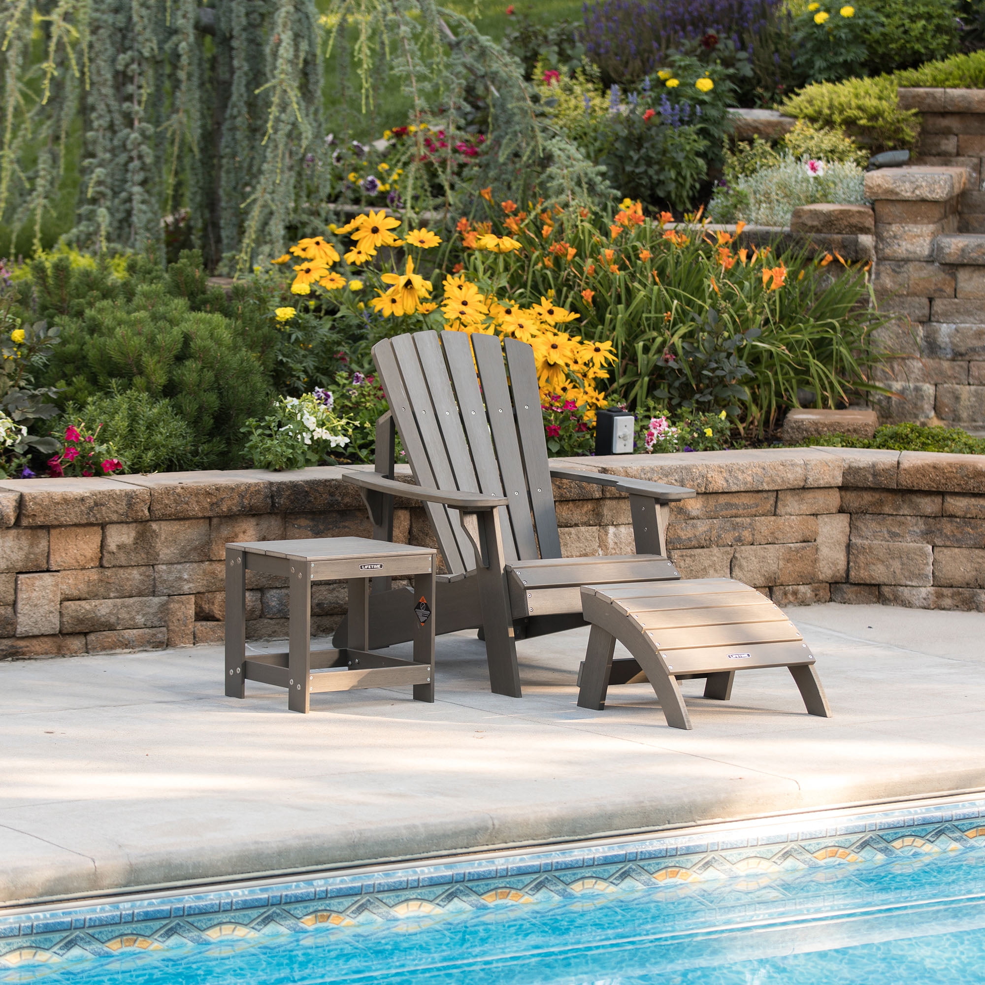 Lifetime Outdoor Polystyrene Adirondack Ottoman, Gray (60291)