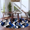 thumbnail image 4 of Blue Grey Stripes Round Living Room Rugs 5 ft, Abstract Line Geometric Blue Black Gray White Striped Area Rug with Non-Slip Sturdy Edge Binding Round Carpet for Entryway Kitchen Bedroom Bathroom, 4 of 9