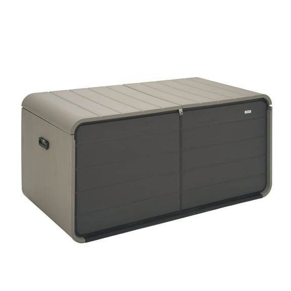 TOTAL 260 Gallon Resin Deck Box, Waterproof, UV-Resistant, Lockable Outdoor Storage Solution for Patio Cushions, Pool Supplies, Garden Tools, and More