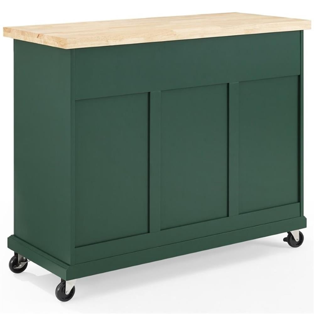 Pemberly Row Transitional Wood Kitchen Island Cart in Emerald Green